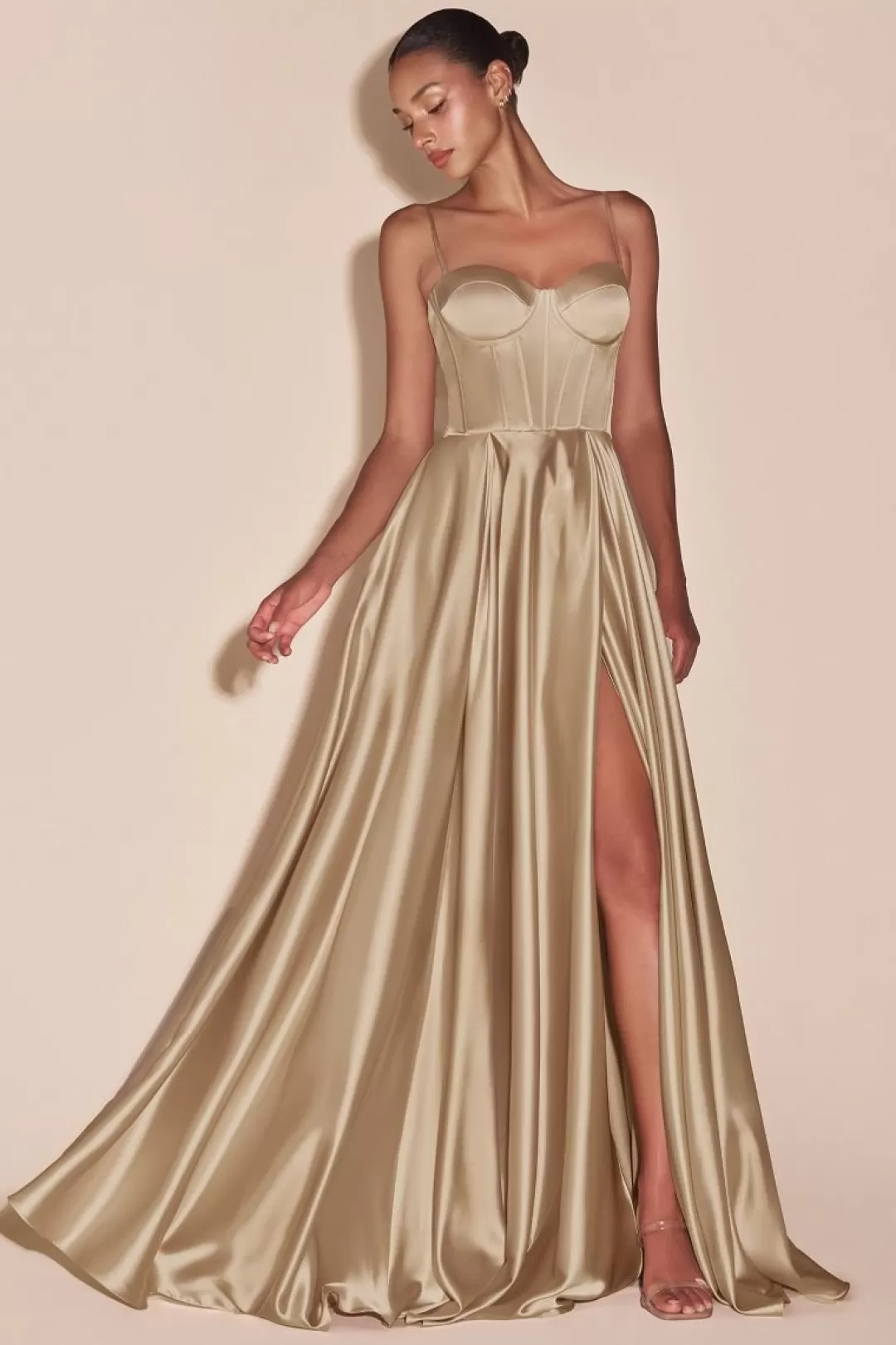 Clearance TP Kjoler La Divine CD337 corsage gallakjole i satin Sort,Grøn,Mauve,Navy,Rød,Sage,Sienna,Støvetblå,Champagne,Lavendel,Vinrød,Lysblå
