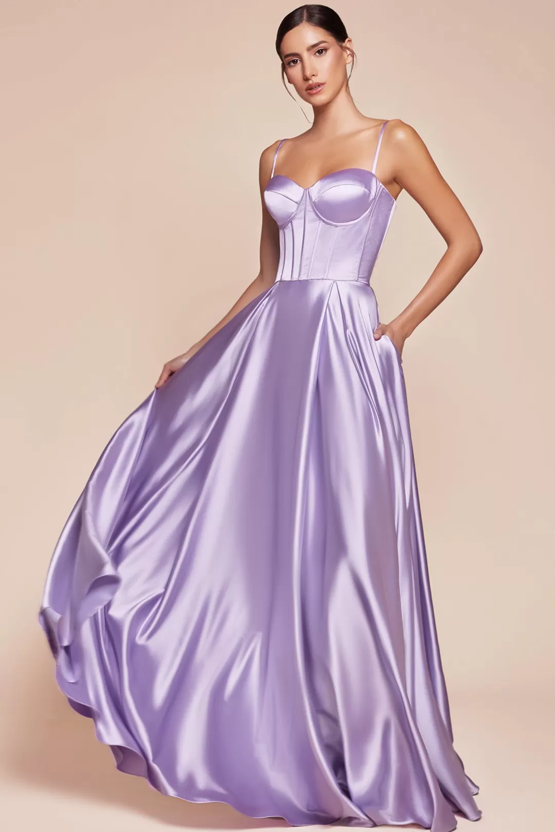 Clearance TP Kjoler La Divine CD337 corsage gallakjole i satin Sort,Grøn,Mauve,Navy,Rød,Sage,Sienna,Støvetblå,Champagne,Lavendel,Vinrød,Lysblå