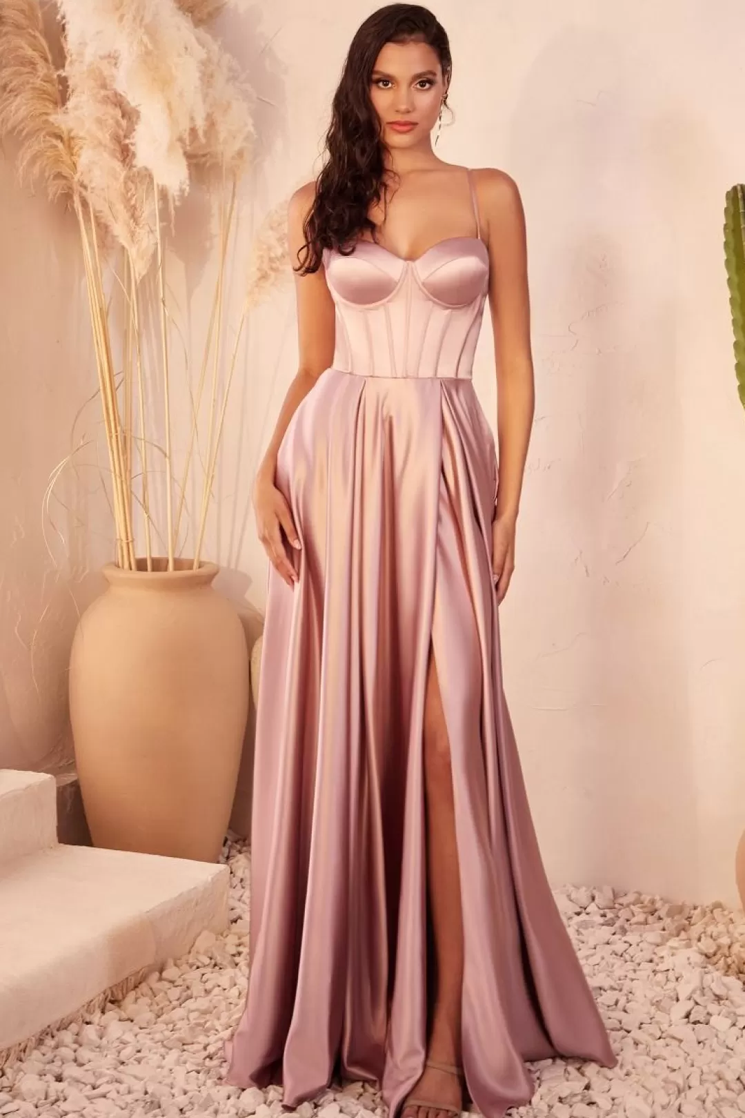 Clearance TP Kjoler La Divine CD337 corsage gallakjole i satin Sort,Grøn,Mauve,Navy,Rød,Sage,Sienna,Støvetblå,Champagne,Lavendel,Vinrød,Lysblå
