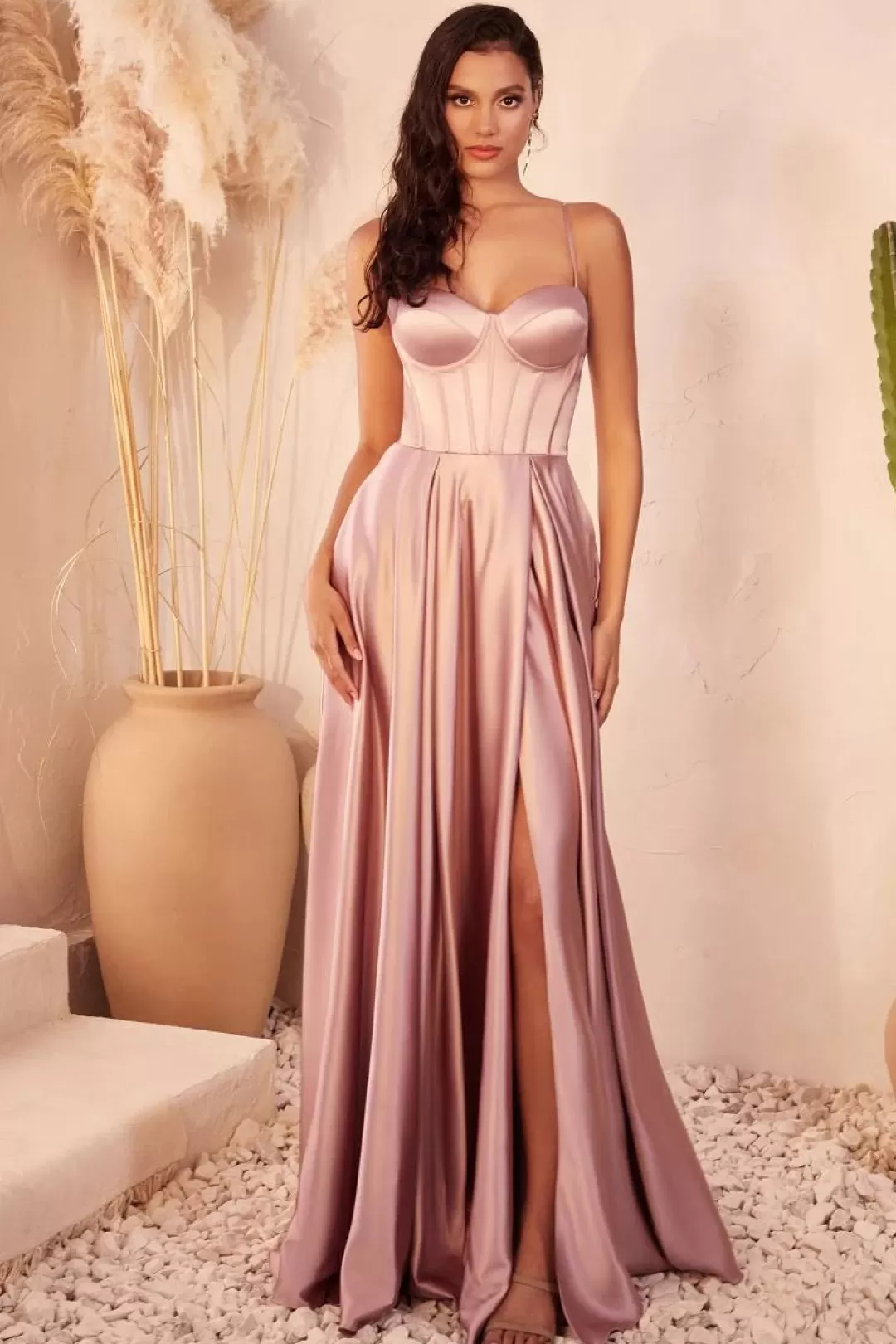 Clearance TP Kjoler La Divine CD337 corsage gallakjole i satin Sort,Grøn,Mauve,Navy,Rød,Sage,Sienna,Støvetblå,Champagne,Lavendel,Vinrød,Lysblå