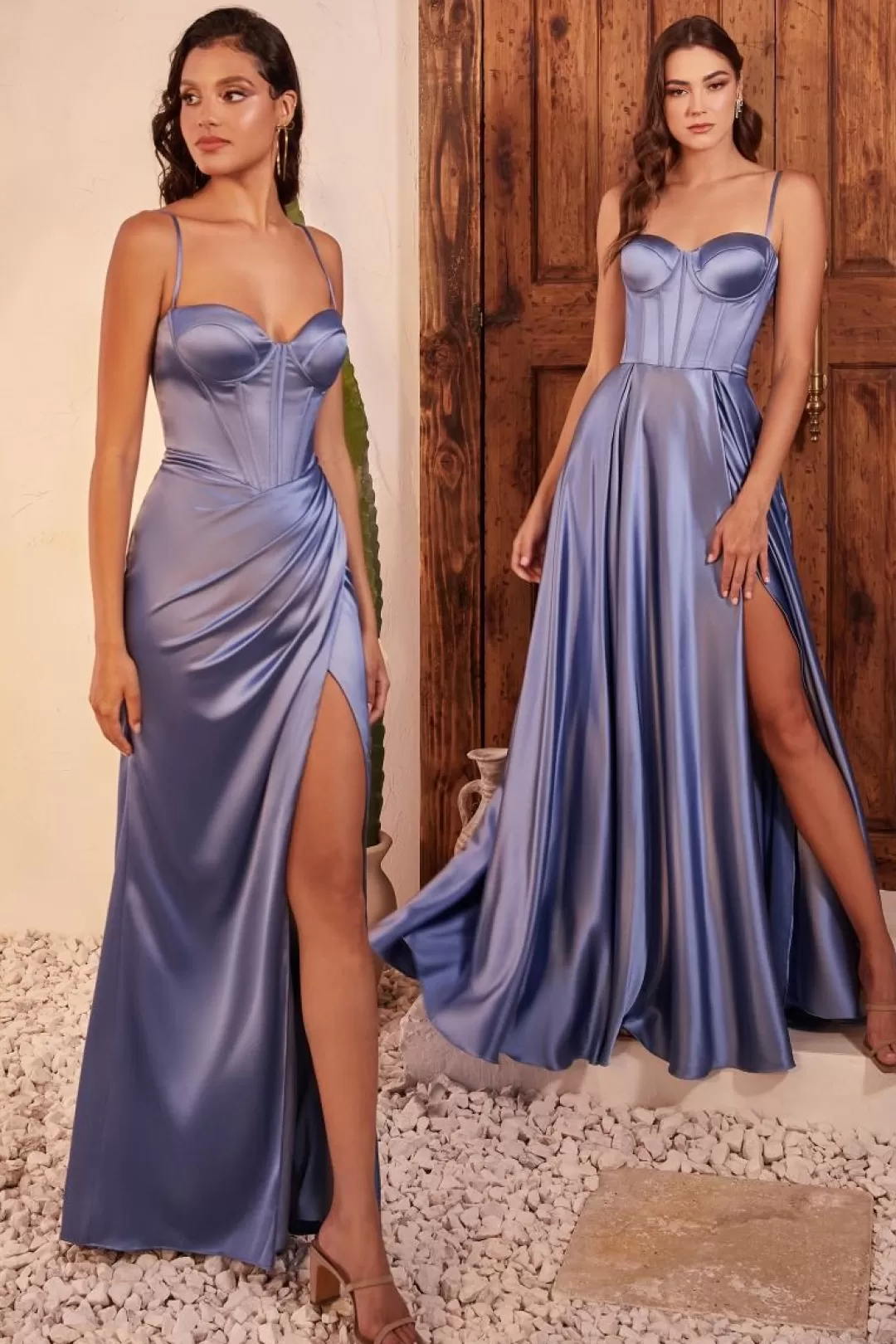Clearance TP Kjoler La Divine CD337 corsage gallakjole i satin Sort,Grøn,Mauve,Navy,Rød,Sage,Sienna,Støvetblå,Champagne,Lavendel,Vinrød,Lysblå