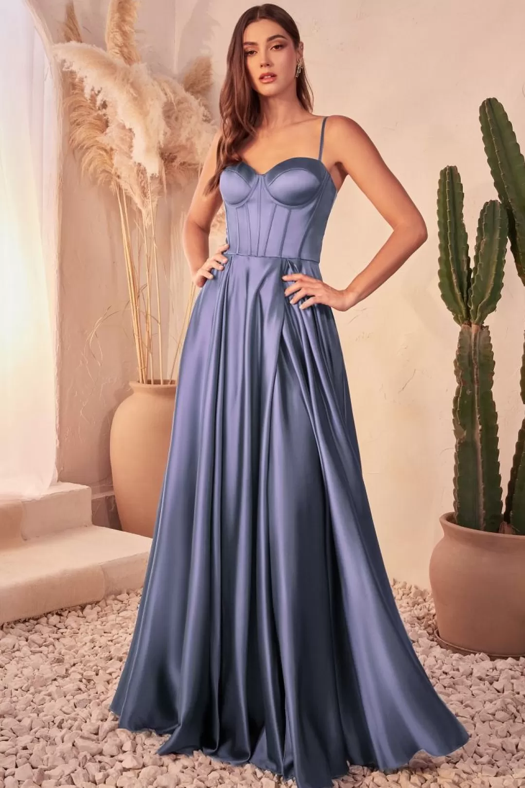 Clearance TP Kjoler La Divine CD337 corsage gallakjole i satin Sort,Grøn,Mauve,Navy,Rød,Sage,Sienna,Støvetblå,Champagne,Lavendel,Vinrød,Lysblå